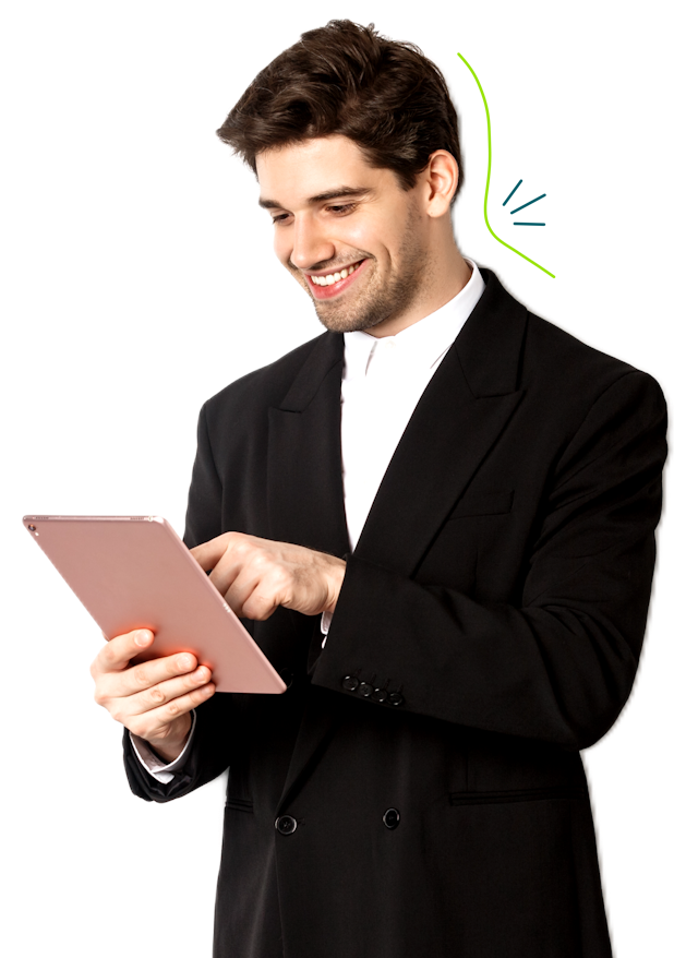 A man with tablet